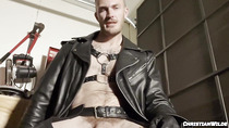 Watch Christian Wilde dominate and tease with his big cock in solo leather worship