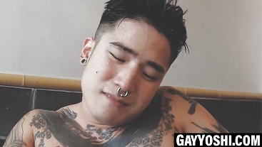 Watch Japanese hunk Yoshi Kawasaki pound his ass with tentacle toys in kinky fetish session