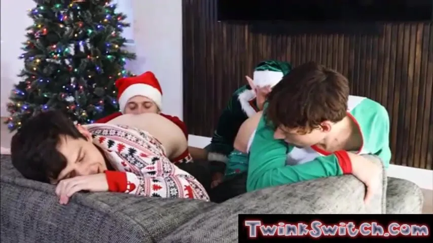 Hot young studs get wild with anal & group sex during the holiday