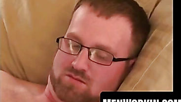 Hairy stud strokes his massive cock and cums thick loads