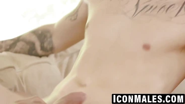 Jock gets fingered rimmed then rides huge thick cock