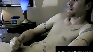 Ebony amateur flaunts thick cock in sweaty solo session