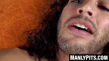 Brett Baker empties cum across toned abs after wank