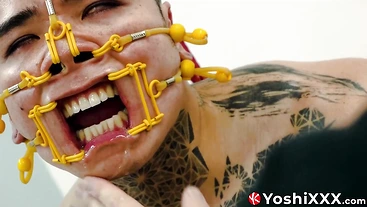 Submissive Yoshi Kawasaki moans while being bound and gagged