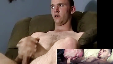 JoeSchmoeXXX.com - Skinny Nimrod cum a lots of load from hard fucking and stroking with Hay with lust