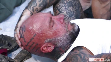 Tatted Guys Fucking a 2 Bottoms