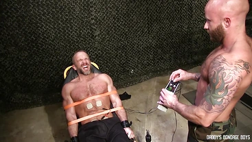 DaddysBondageBoys: Dirk Caber And Drake Jaden Electro Torment Soldier Interrogation With Rope And Wand