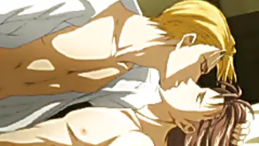 Sexy hentai boys having hard anal sex and love in bed