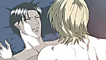 Hentai gay couple having hardcore anal sex between silk sheets