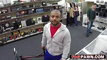 Cute black dude fucked in threesome and jizzed all over his face