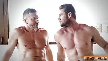 Muscle gay anal sex and cumshot