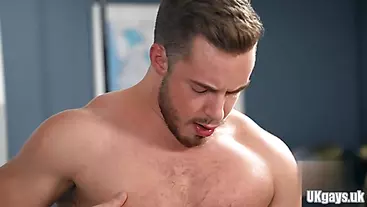 Muscle gay rimjob and eating cum