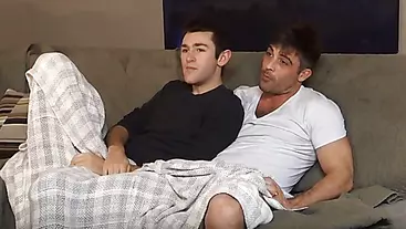 Stepdaddy And Stepson Fucking On Movie Night