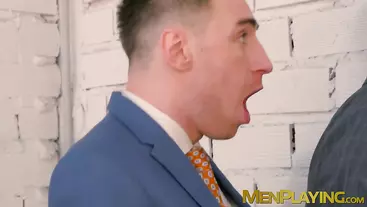 Hardcore businessmen hammer ass after throat fucking